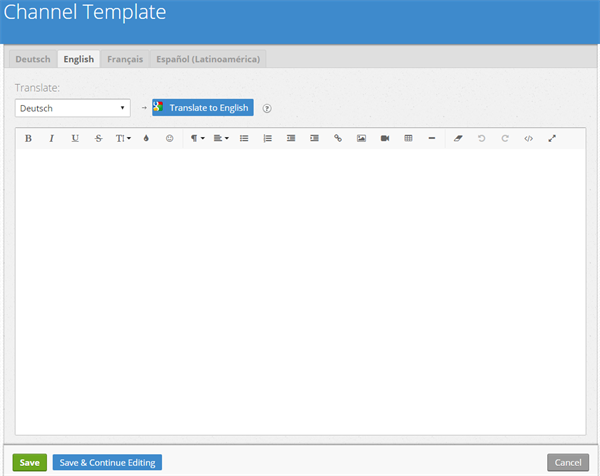 Creating a template with the WYSIWYG editor.