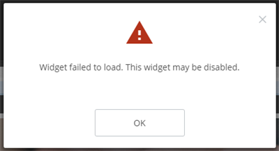The error message that occurs when editing a legacy slideshow widget.