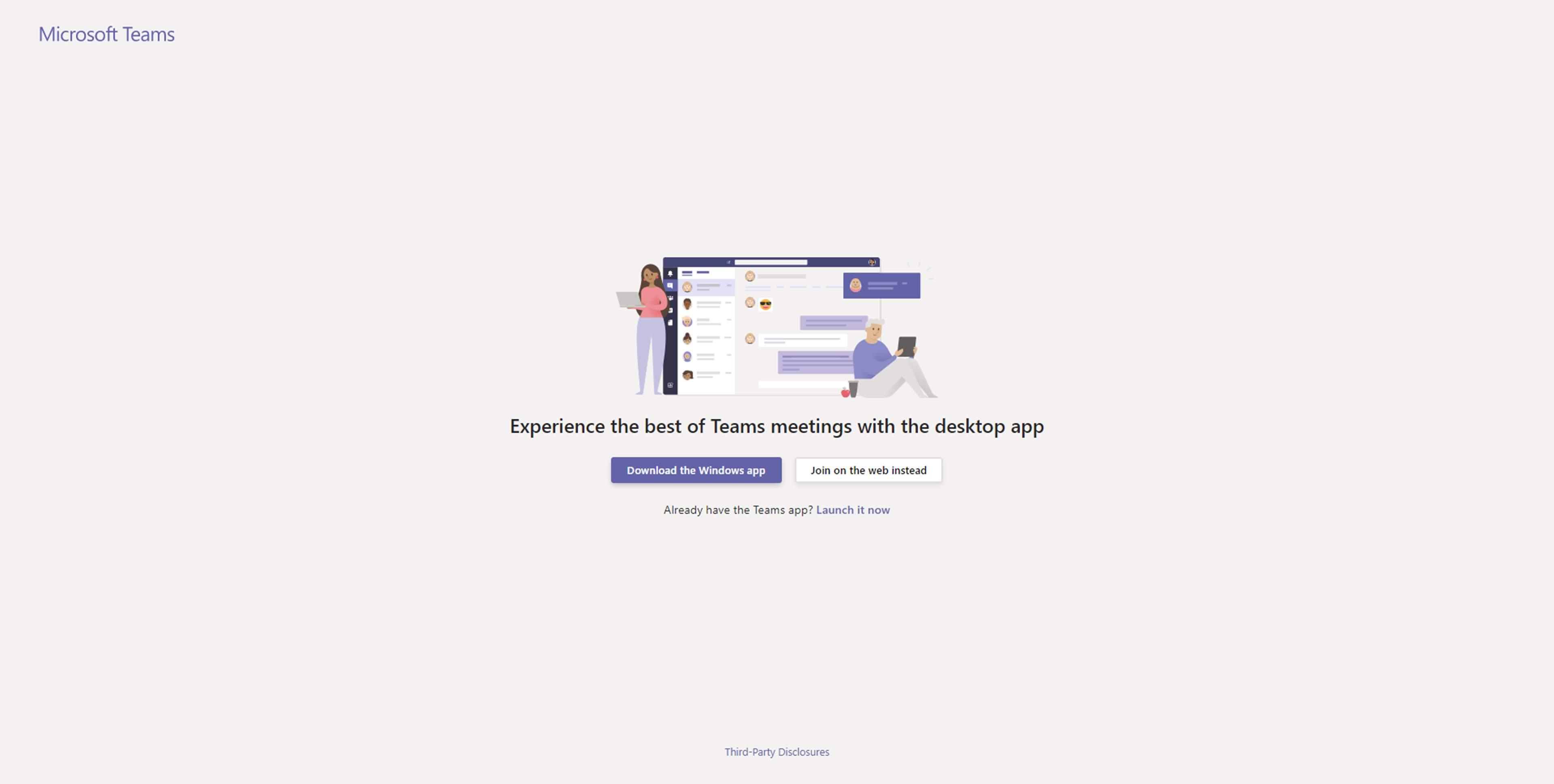 Microsoft teams interstitial page.