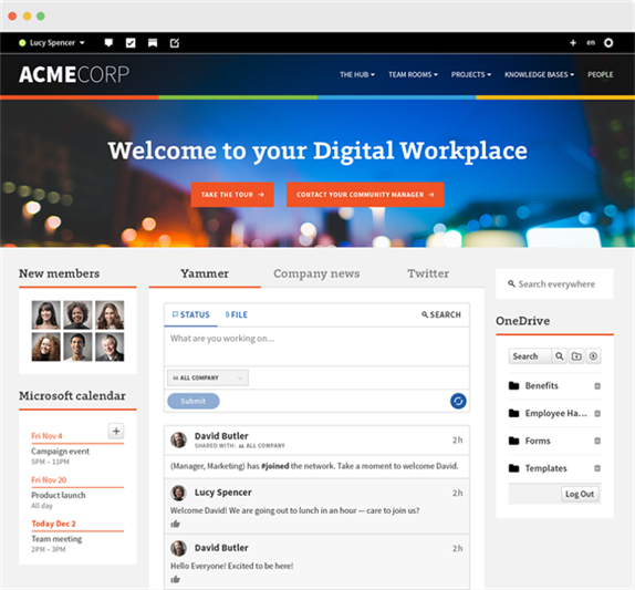 screen shot of a Digital Workplace