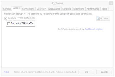 The Decrypt HTTPS traffic option.