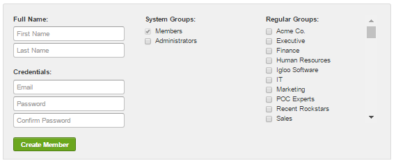 The Add Member interface.