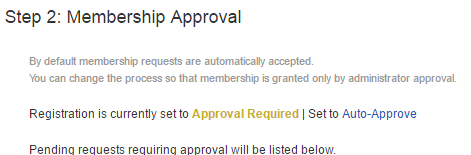 Membership approval options.