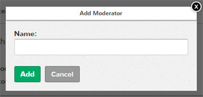The add moderator interface.