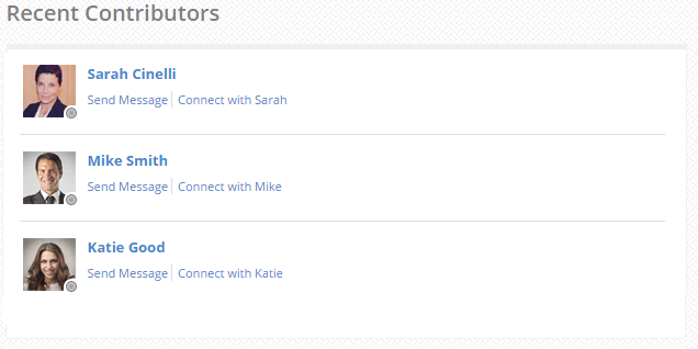 The Recent Contributors widget on a page.