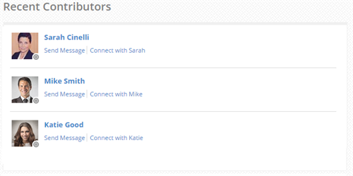 The Recent Contributors widget on a page.