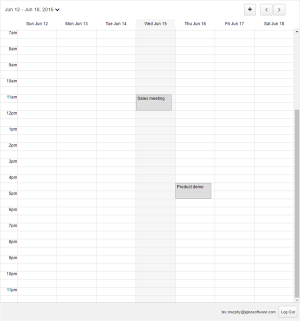 The Google Calendar widget on a page.