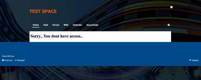 Space showing no access message