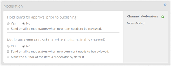 The moderation section of a channel's settings.