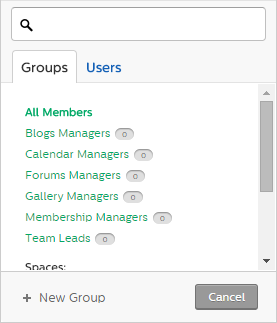 Selecting a group or user to apply an access rule to.