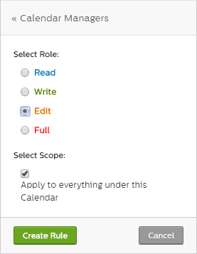 Selecting the level of access and its scope.