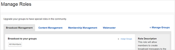 The Manage Roles page of a digital workplace.