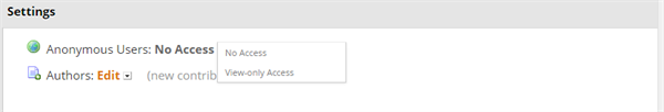No Access and View-only Access options for anonymous users.