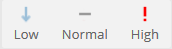 The available levels of importance: Low, Normal, and High.