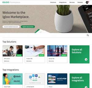 Screenshot of the Igloo Marketplace homepage